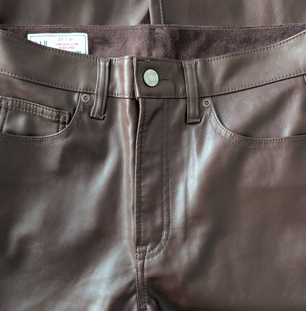 GAP Vintage Slim High Rise Faux Leather Jeans - Picture 5 of 11